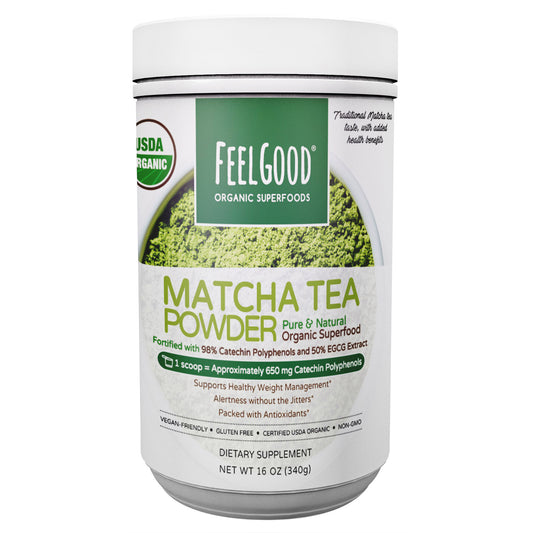 Feel Good USDA Organic Matcha Tea Powder, 16 Ounces