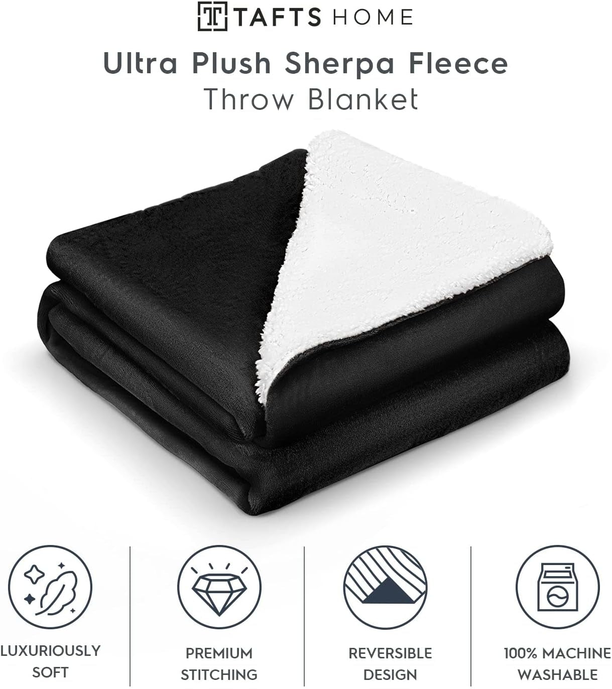 Throw Blankets - Ultra Plush/Sherpa Fleece Blankets - Soft, Ultra Comfy and Fuzzy - Plush Blankets and Throws for Couch, Bed & Living Room - All Seasons - Blankets Throw Size - Midnight Black